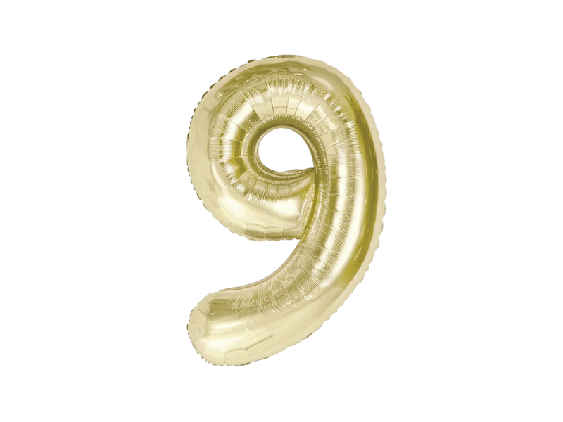 Foil Number Balloon “9” Gold / Champagne