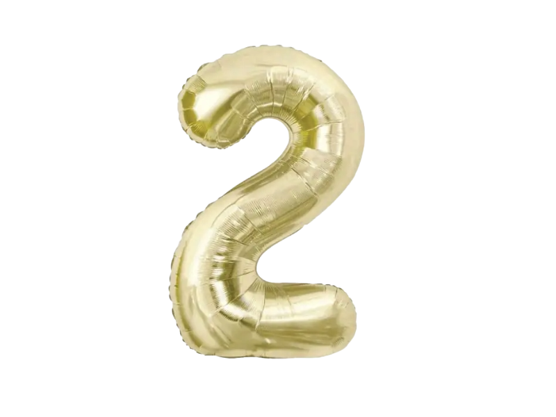 Foil Number Balloon “2” Gold / Champagne