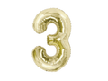 Foil Number Balloon “3” Gold / Champagne