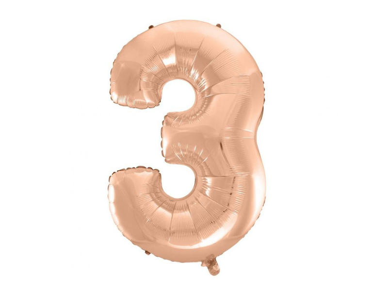 Foil Number Balloon “3” Rose Gold