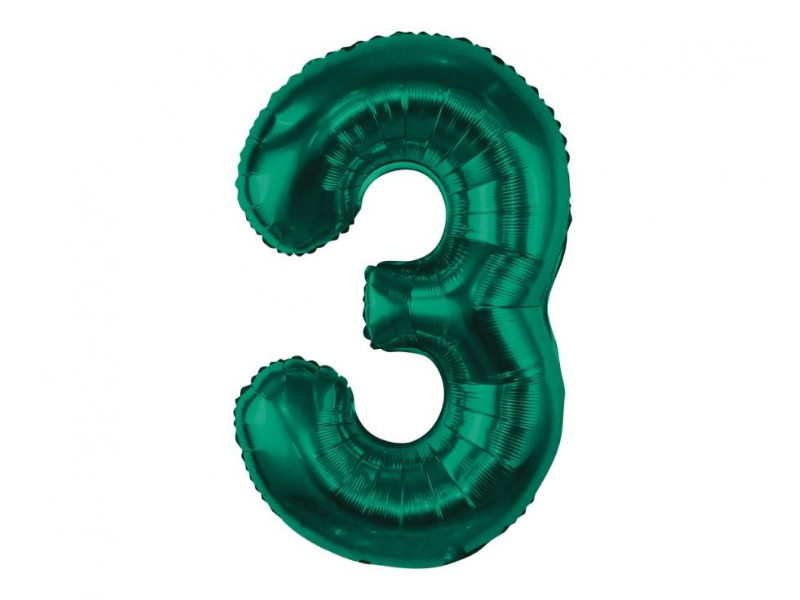 Foil Number Balloon “3” Green