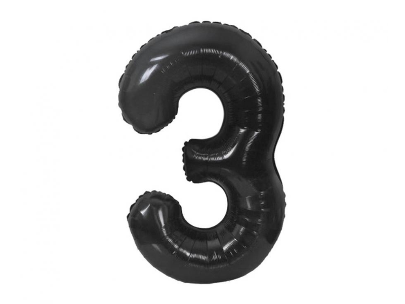 Foil Number Balloon “3” Black