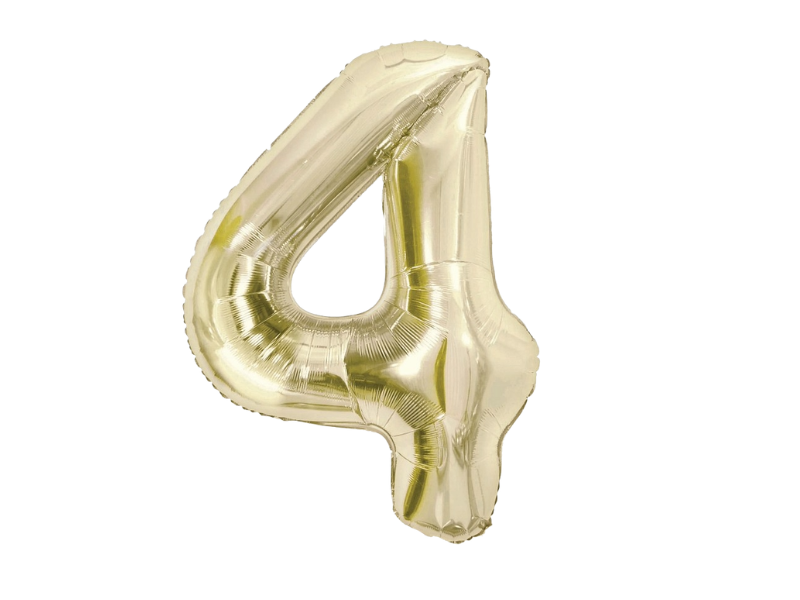 Foil Number Balloon “4” Gold / Champagne