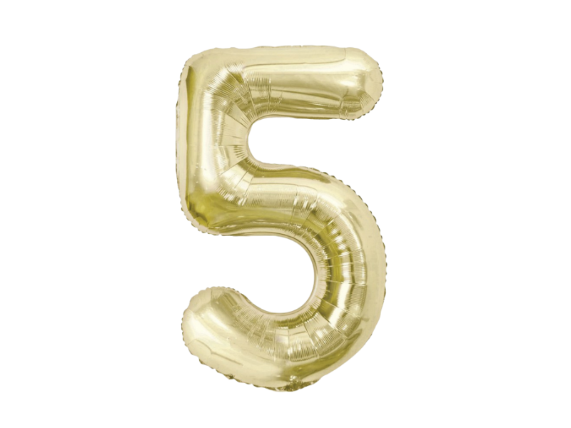 Foil Number Balloon “5” Gold / Champagne