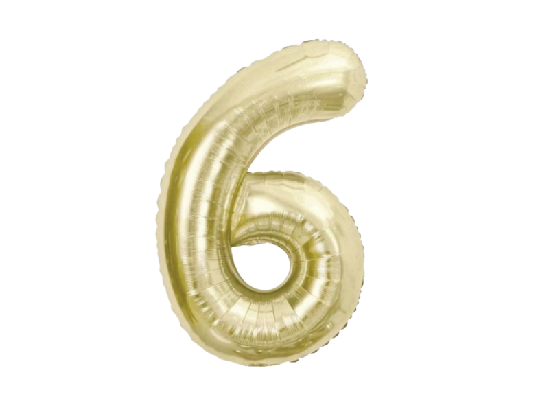 Foil Number Balloon “6” Gold / Champagne