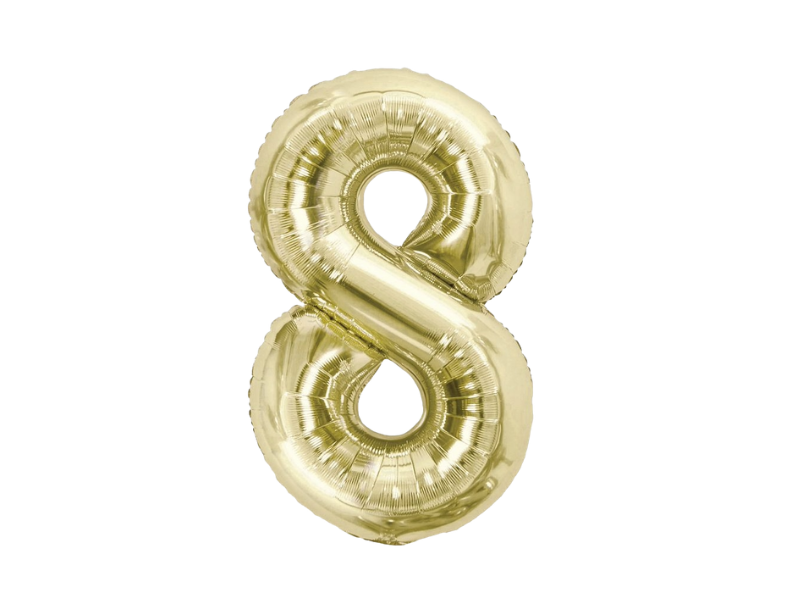 Foil Number Balloon “8” Gold / Champagne