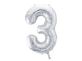 Foil Number Balloon “3” Silver