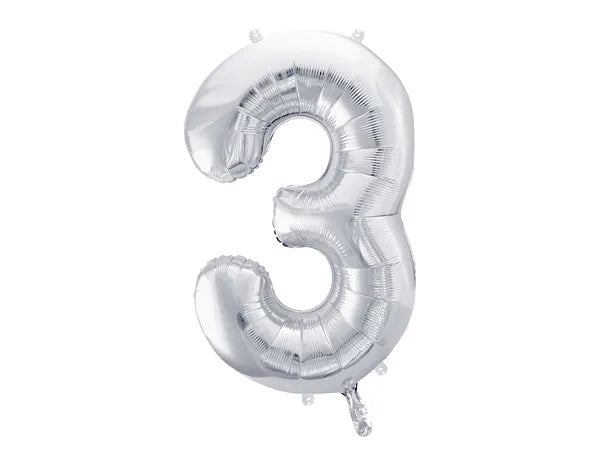 Foil Number Balloon “3” Silver