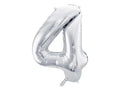 Foil Number Balloon “4” Silver