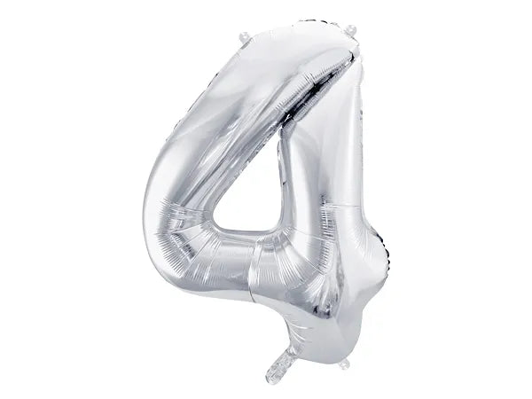 Foil Number Balloon “4” Silver
