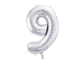 Foil Number Balloon “9” Silver