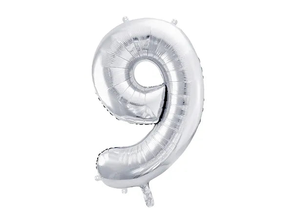 Foil Number Balloon “9” Silver