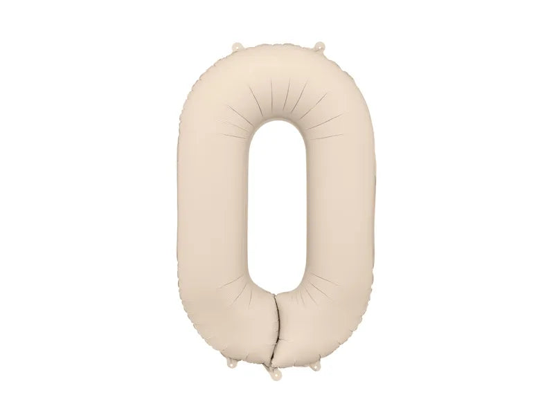 Foil Number Balloon “0” Beige