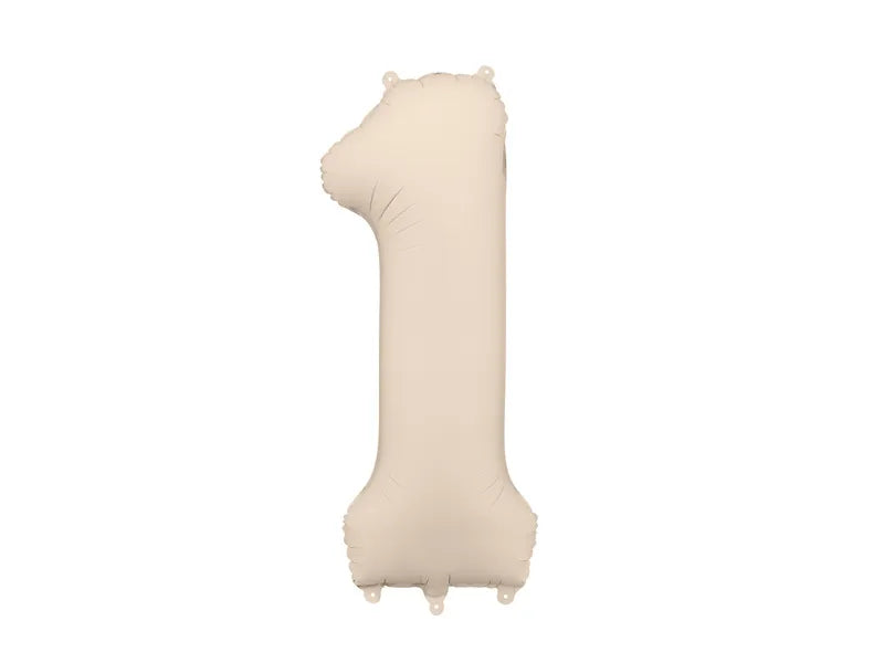 Foil Number Balloon “1” Beige