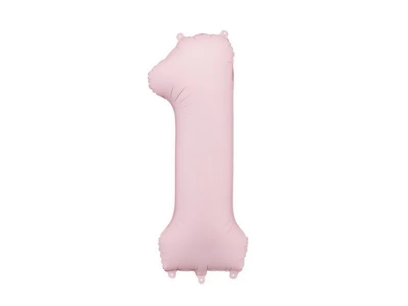 Foil number balloon "1" matte pink