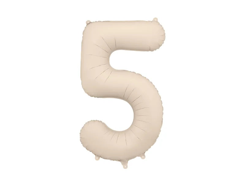 Foil Number Balloon “5” Beige