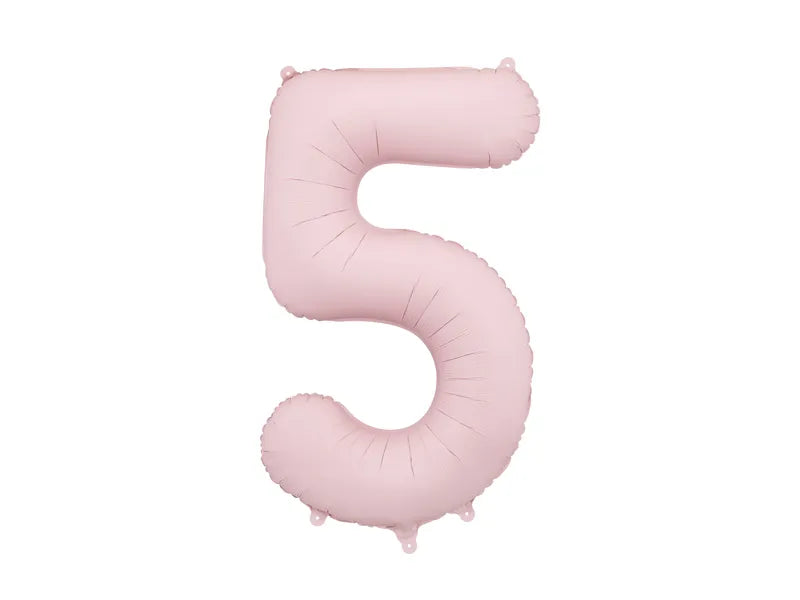 Foil number balloon "5" matte pink