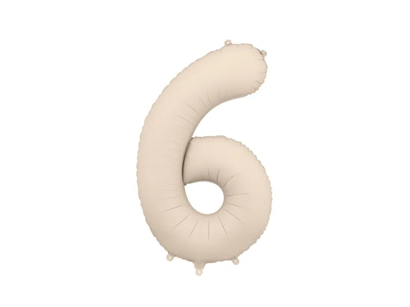 Foil Number Balloon “6” Beige