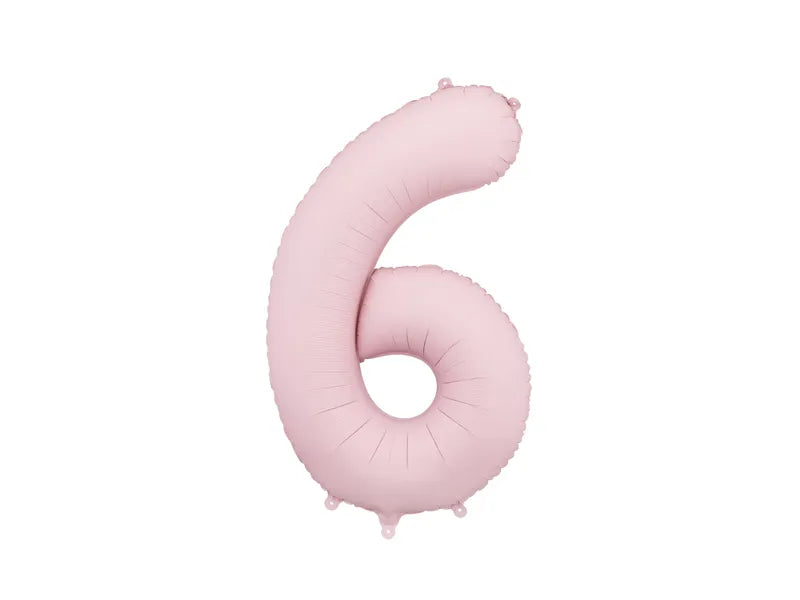 Foil number balloon "6" matte pink