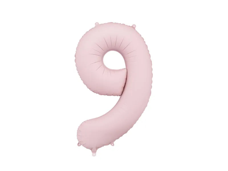 Foil number balloon "9" matte pink