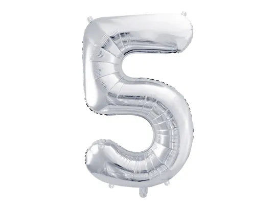 Foil Number Balloon “5” Silver