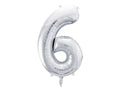 Foil Number Balloon “6” Silver