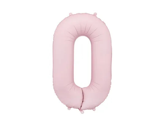 Foil number balloon "0" matte pink