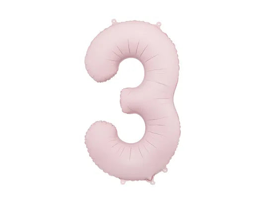 Foil number balloon "3" matte pink