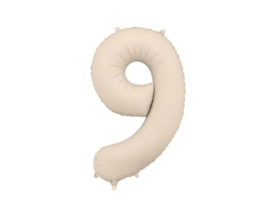 Foil Number Balloon “9” Beige